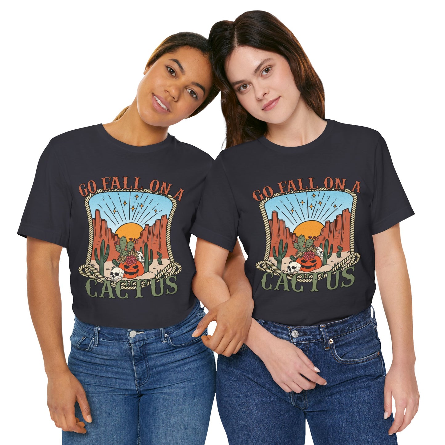 Go Fall On A Cactus Shirt Funny Western Pumpkin Halloween Howdy Tee