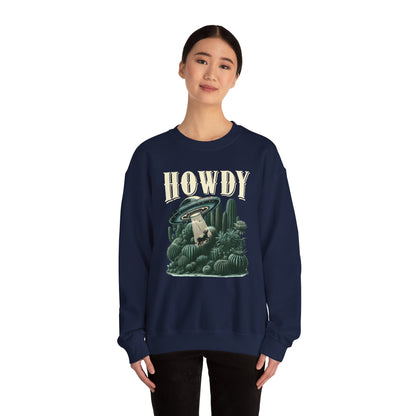 Howdy Cow Abduction Sweatshirt – Western UFO Rodeo Cactus Texas Pullover