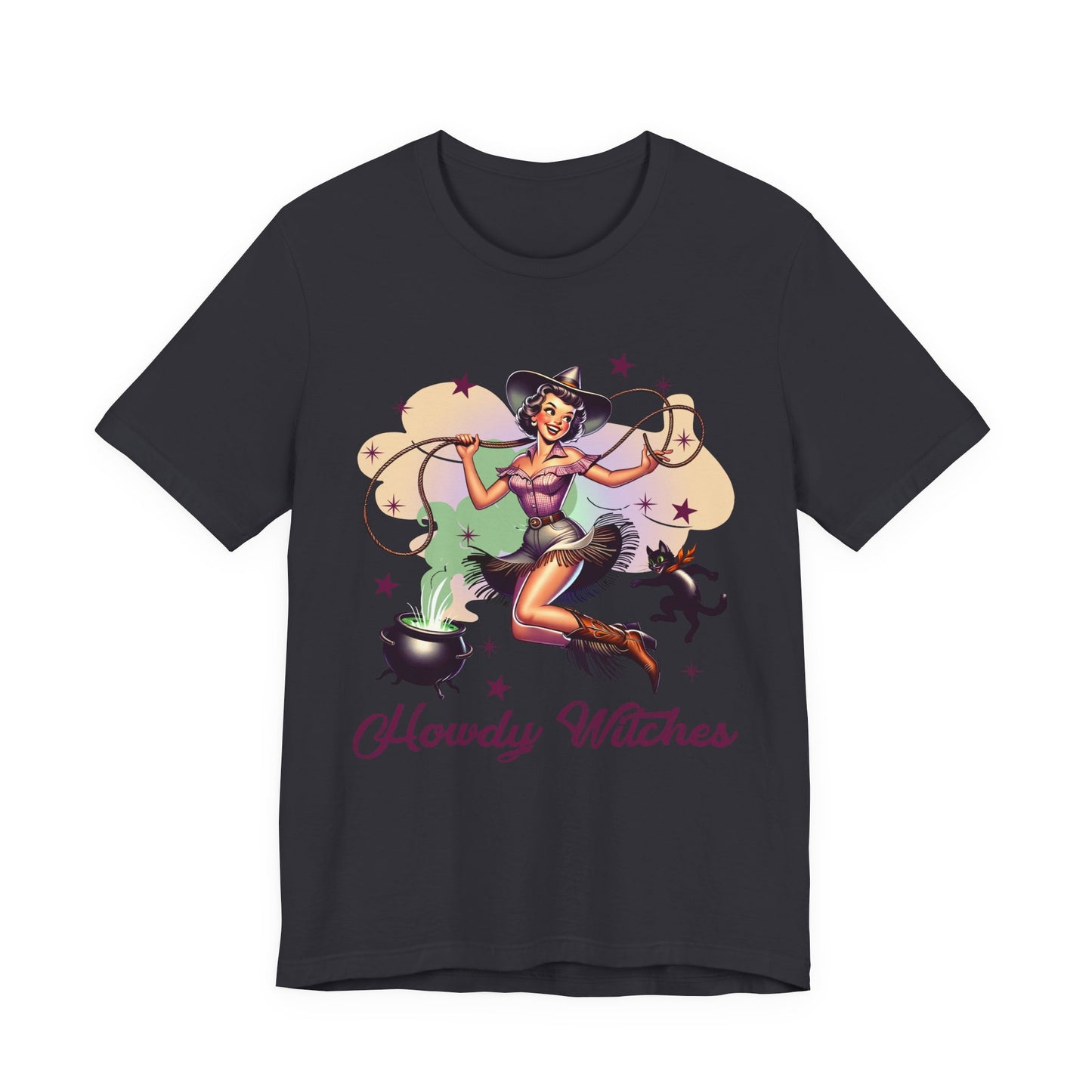 Howdy Witches Cowgirl Halloween Rodeo Western Black Cat T-Shirt