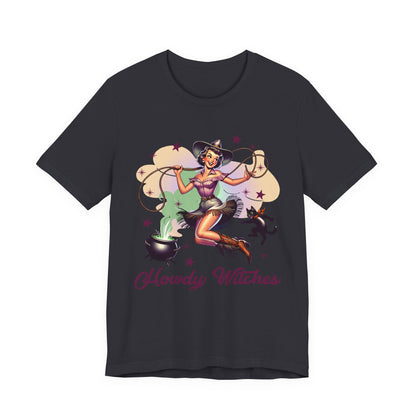 Howdy Witches Cowgirl Halloween Rodeo Western Black Cat T-Shirt