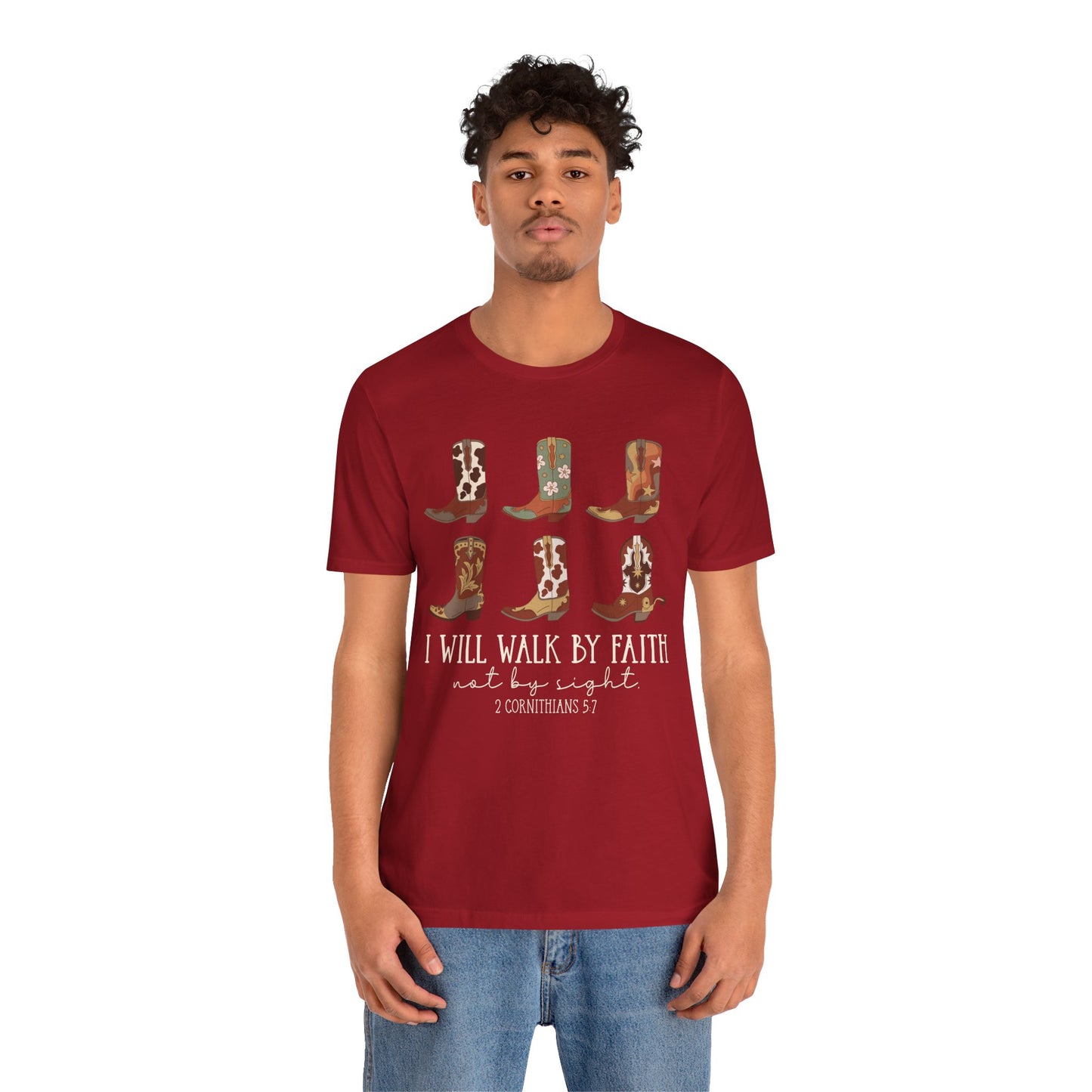 Walk by Faith Not by Sight Shirt – Western Cowboy Boots Christian 2 Corinthians 5:7 Tee