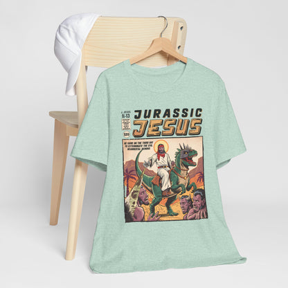 Jurassic Jesus Shirt – Dino-Riding Savior Comic Book Christian Tee