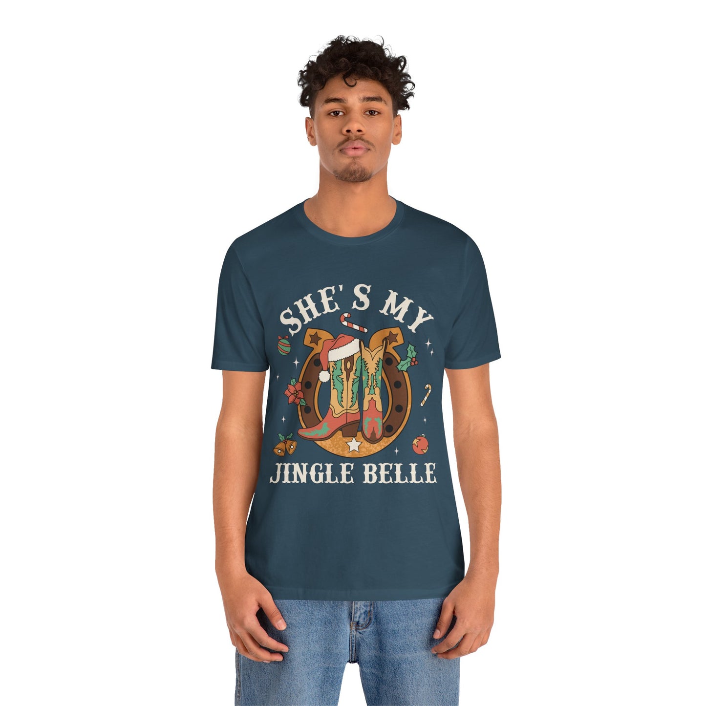 She’s My Jingle Bell Shirt – Cute Western Cowboy Cowgirl Matching Christmas Tee