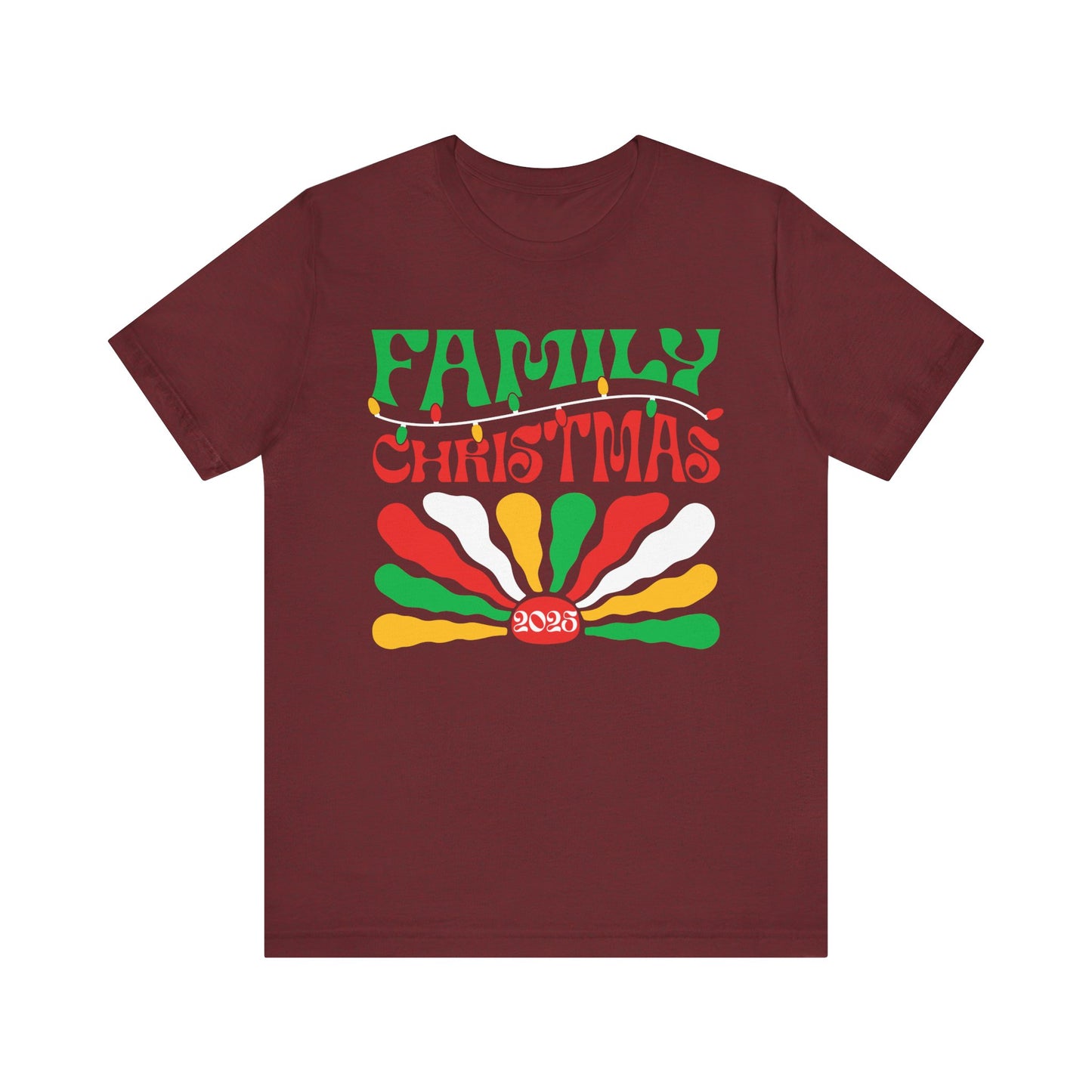Family Christmas 2025 Shirt – Retro Groovy Matching Holiday Sunburst Tee