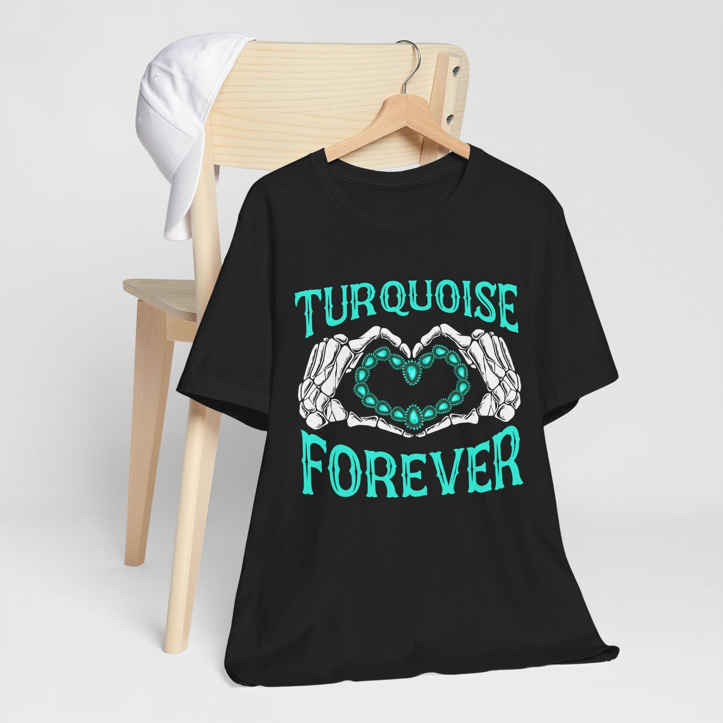 Western Turquoise Forever Shirt – Gemstone Skeleton Hand Heart Rodeo Tee