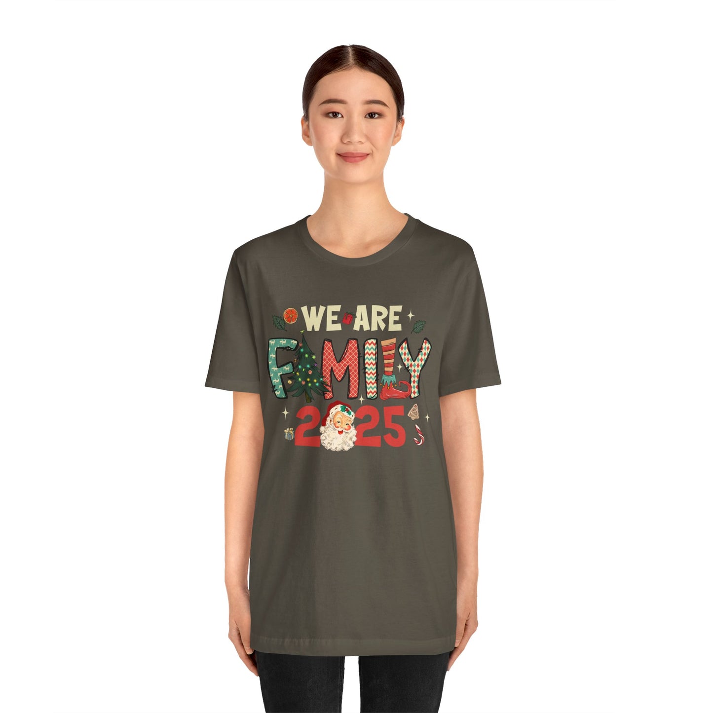 Vintage We Are Family Christmas Shirt – Retro Santa & Tree Matching Holiday Tee