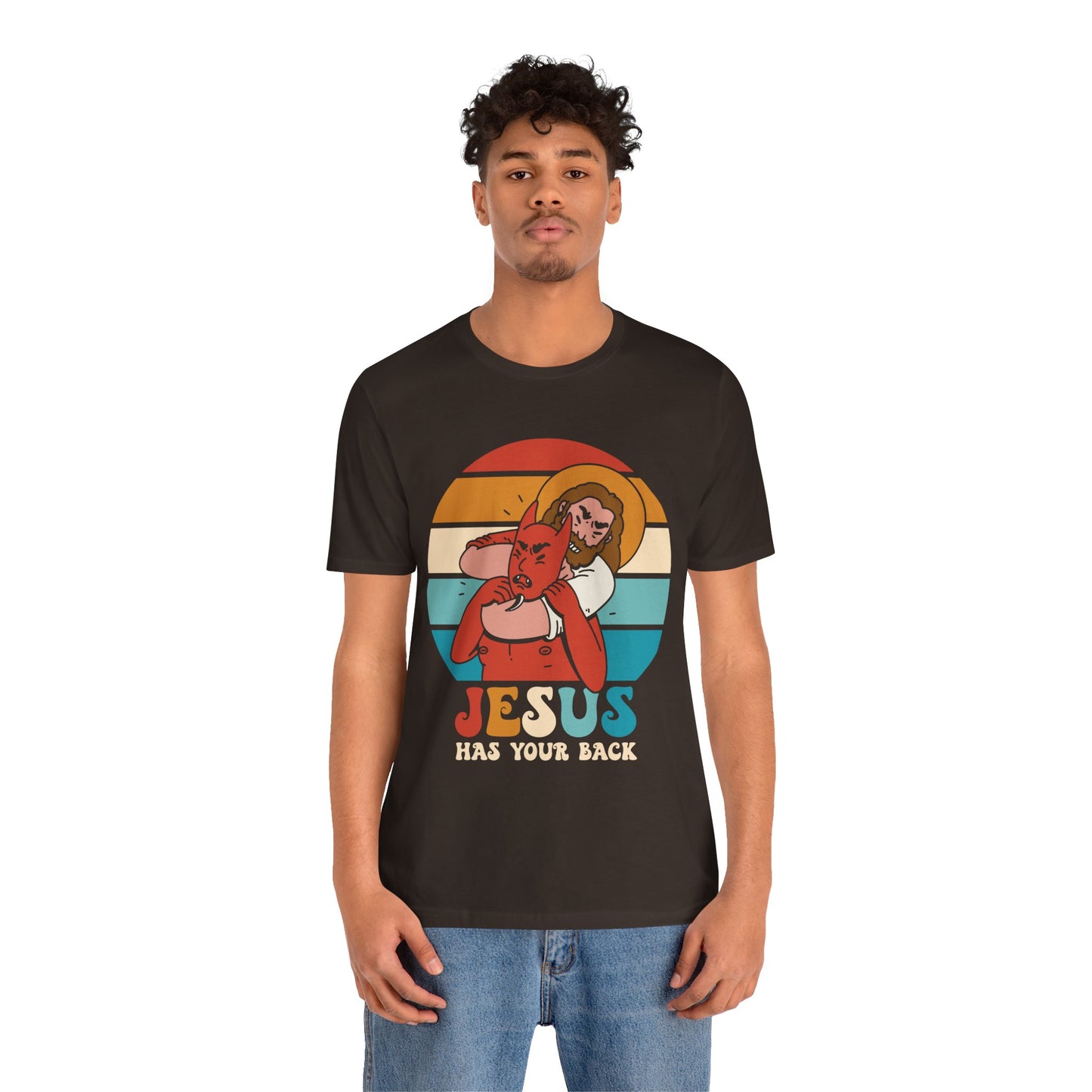 Hey Devil Jesus Has Your Back T-Shirt, Funny Christian Retro Halloween Tee