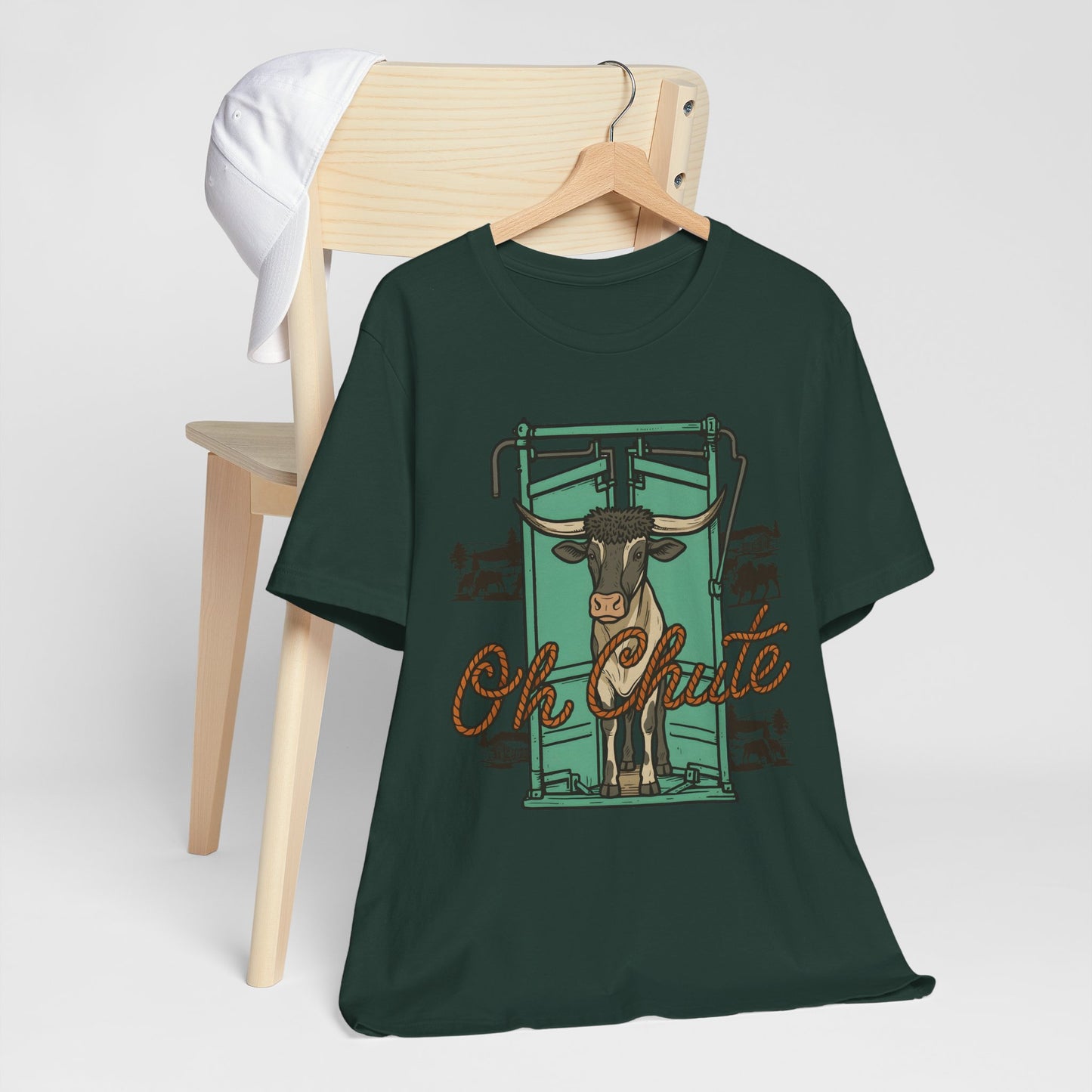Oh Chute Teal Bull Shirt – Funny Rodeo Western Bucking Cowboy Tee