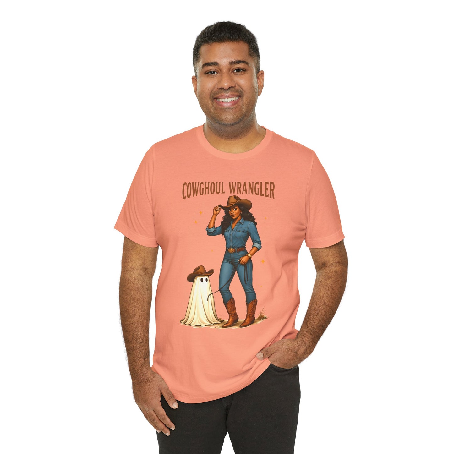 Cowghoul Wrangler Shirt Western Cowgirl Cowboy Ghost Halloween Tee, Spooky Rodeo Fall Outfit