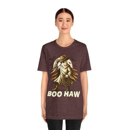 Boo Haw Shirt Ghost Cowboy Western Halloween Tee, Funny Rodeo Spirit Fall Outfit