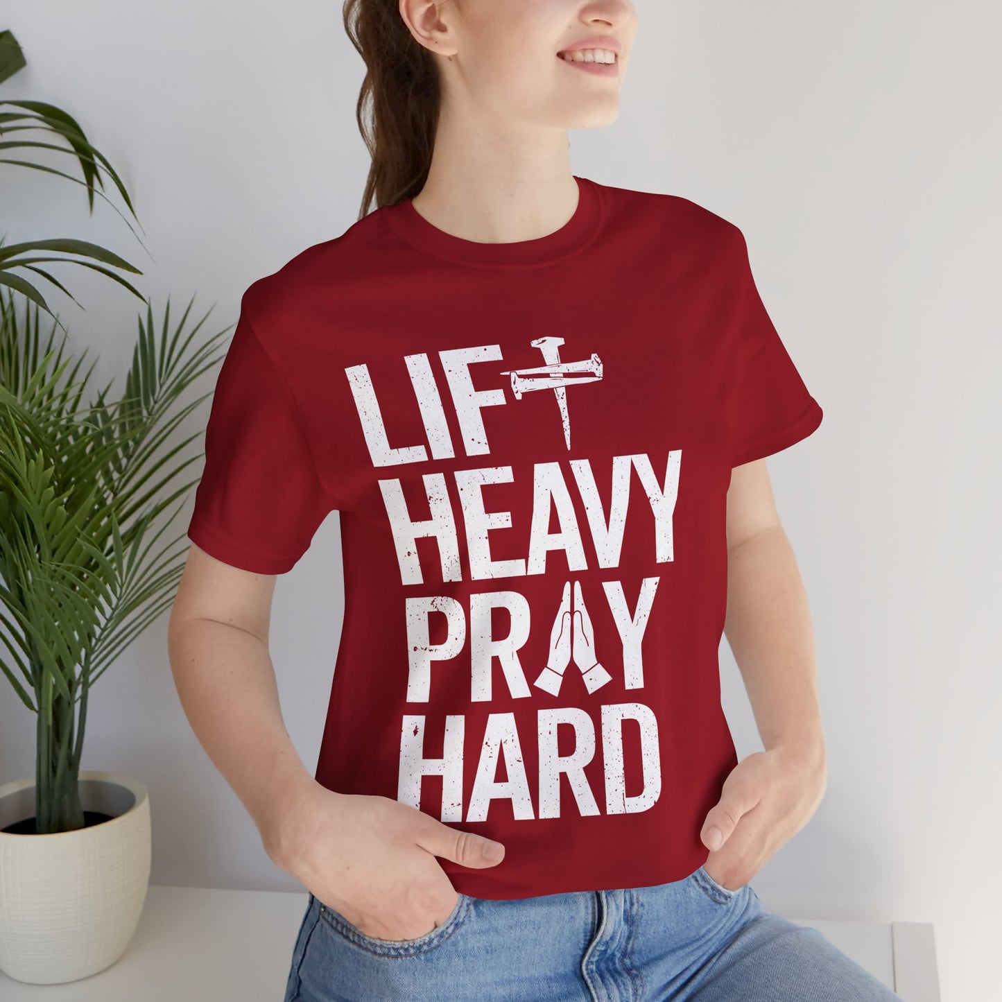 Lift Heavy Pray Hard Cross Nails Trendy Christ Gym Vintage T-Shirt