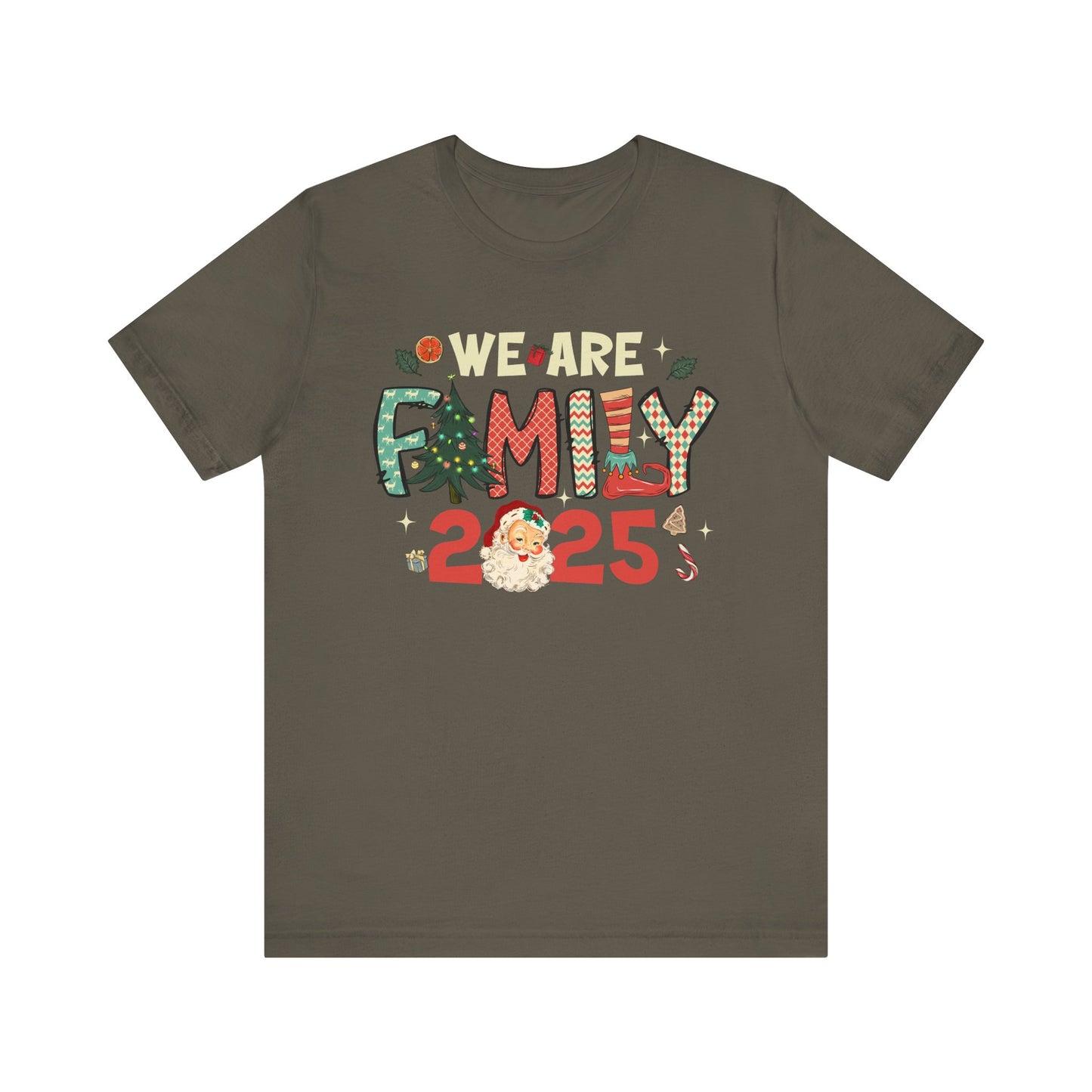 Vintage We Are Family Christmas Shirt – Retro Santa & Tree Matching Holiday Tee