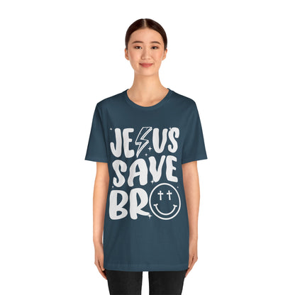 Jesus Saves Bro Shirt – Funny Retro Christian Cross Christmas Faith Tee