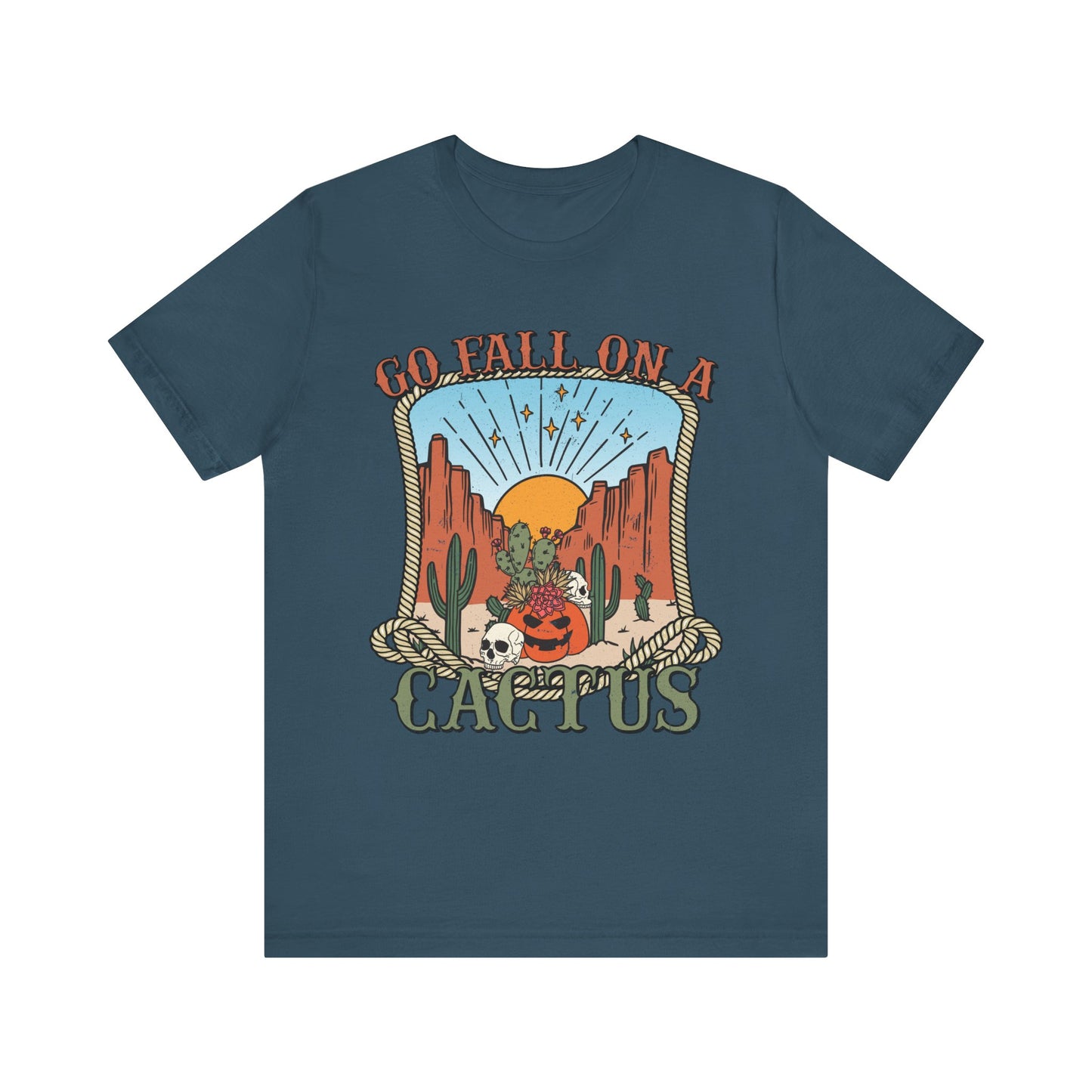 Go Fall On A Cactus Shirt Funny Western Pumpkin Halloween Howdy Tee