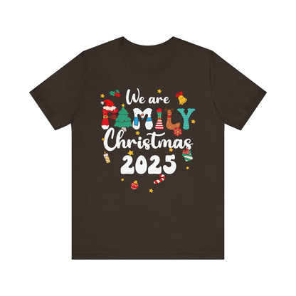 We Are Family Christmas 2025 Shirt – Groovy Snowman & Xmas Tree Matching Tee