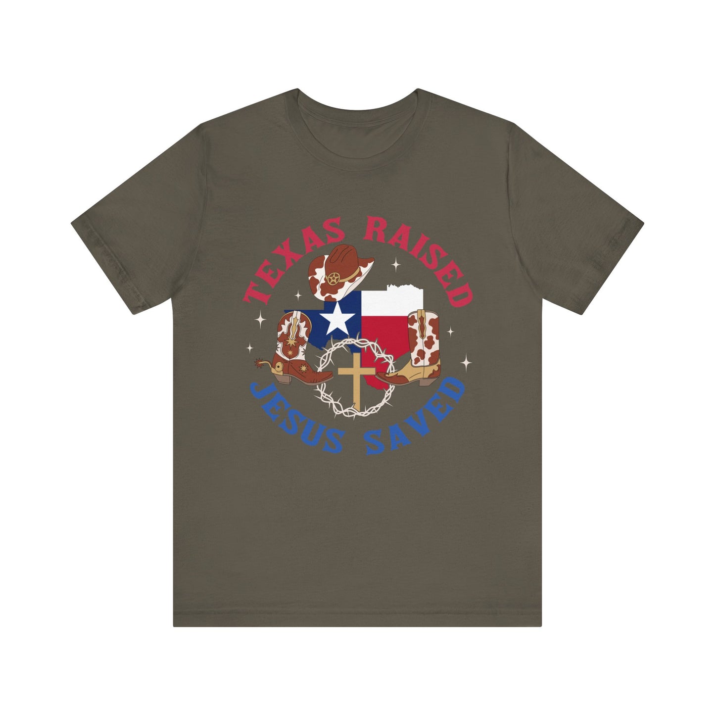 Southern Jesus Saved Shirt – Texas Raised Cowboy Christian Western Tee