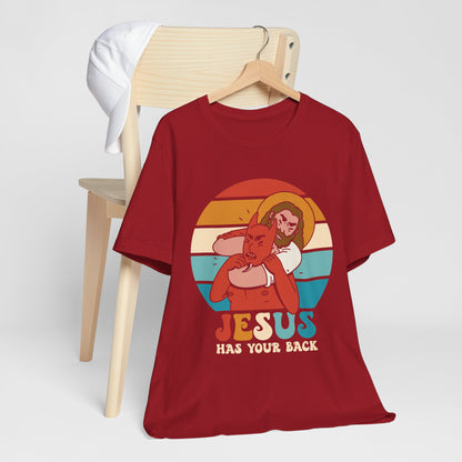Hey Devil Jesus Has Your Back T-Shirt, Funny Christian Retro Halloween Tee
