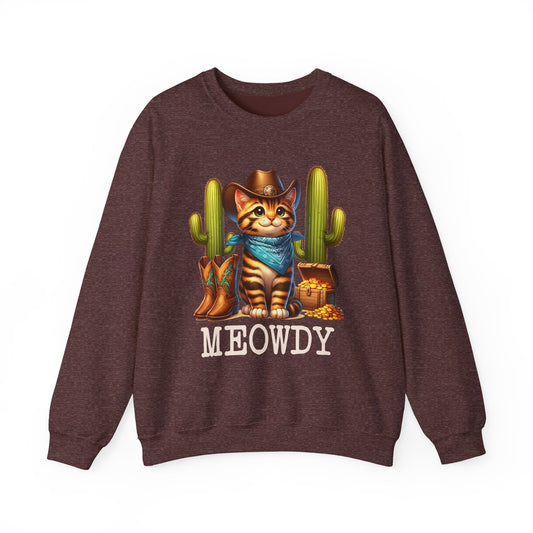 Meowdy Cowboy Cat Sweatshirt – Western Howdy Southern Country Cactus Pullover