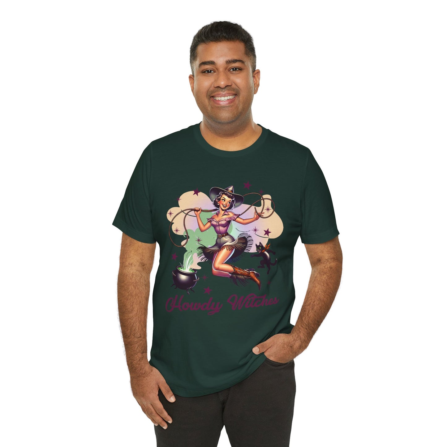 Howdy Witches Cowgirl Halloween Rodeo Western Black Cat T-Shirt