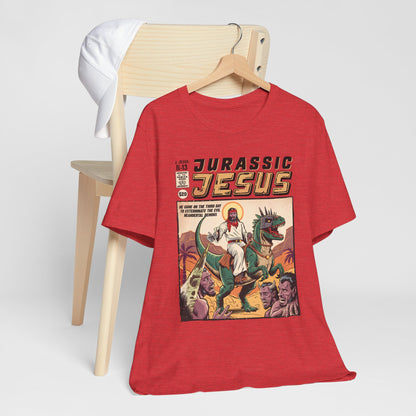Jurassic Jesus Shirt – Dino-Riding Savior Comic Book Christian Tee