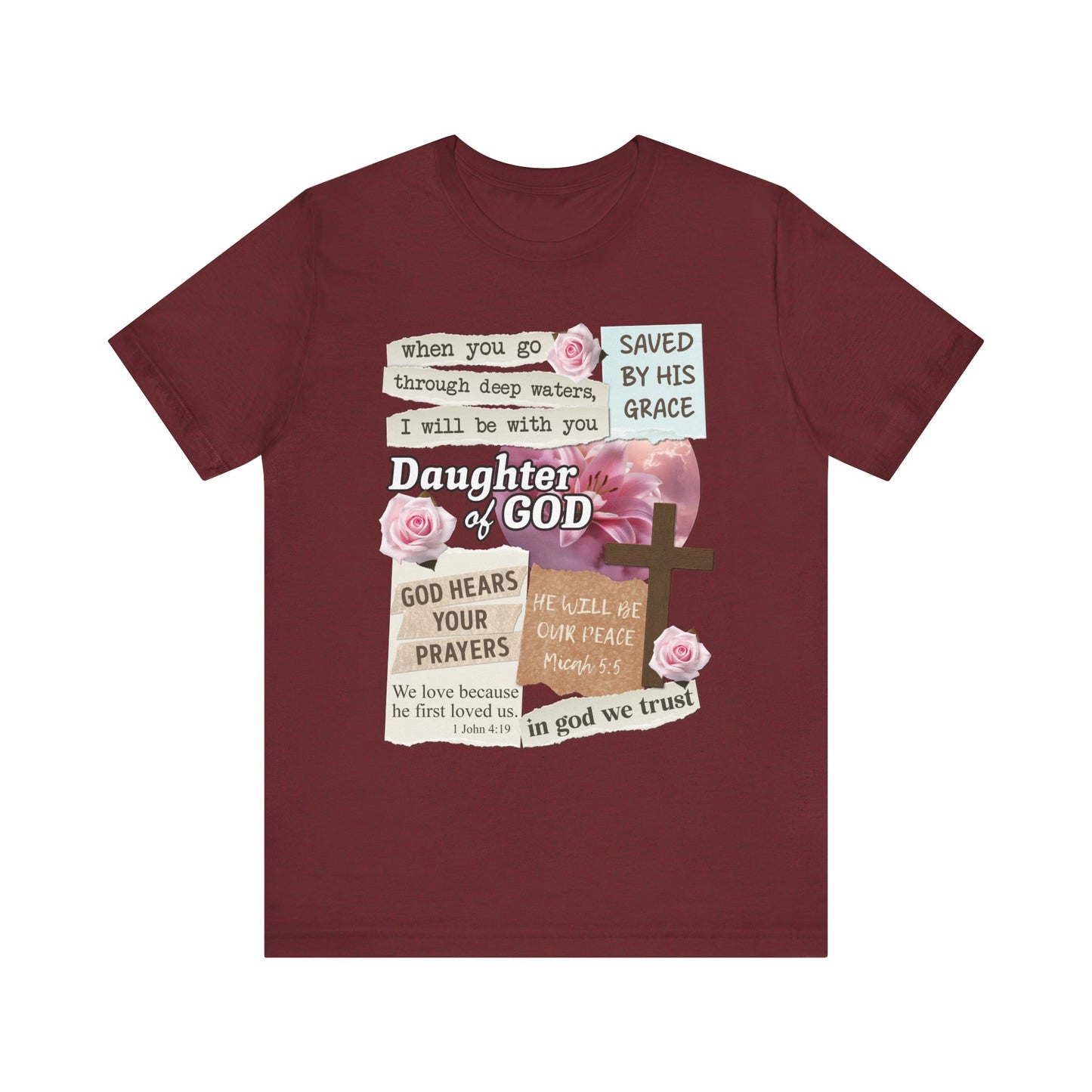 Daughter of God Shirt – Christian Floral Bible Verse Encouraging Faith Tee for Women