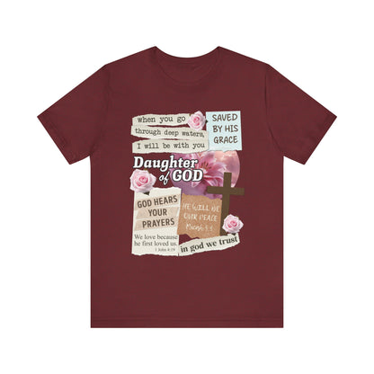 Daughter of God Shirt – Christian Floral Bible Verse Encouraging Faith Tee for Women