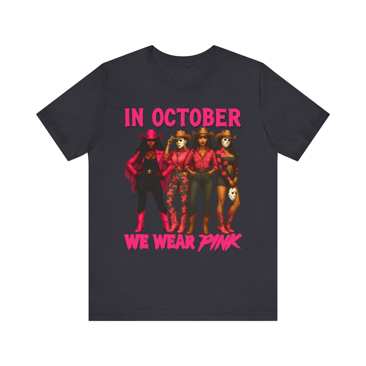 In October We Wear Pink Shirt – Western Cowgirl Squad Halloween Awareness Tee