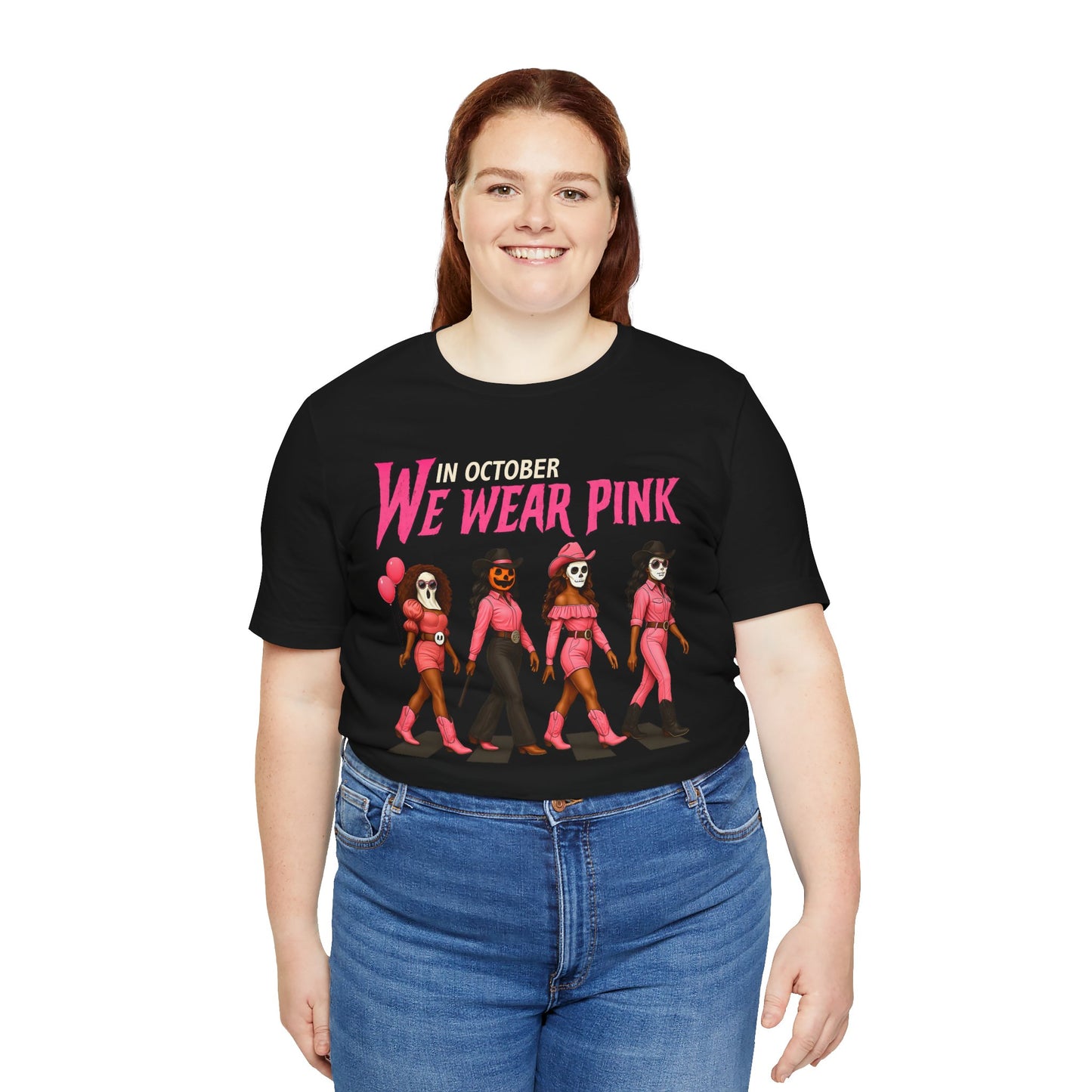 In October We Wear Pink Shirt – Spooky Cowgirl Western Halloween Tee