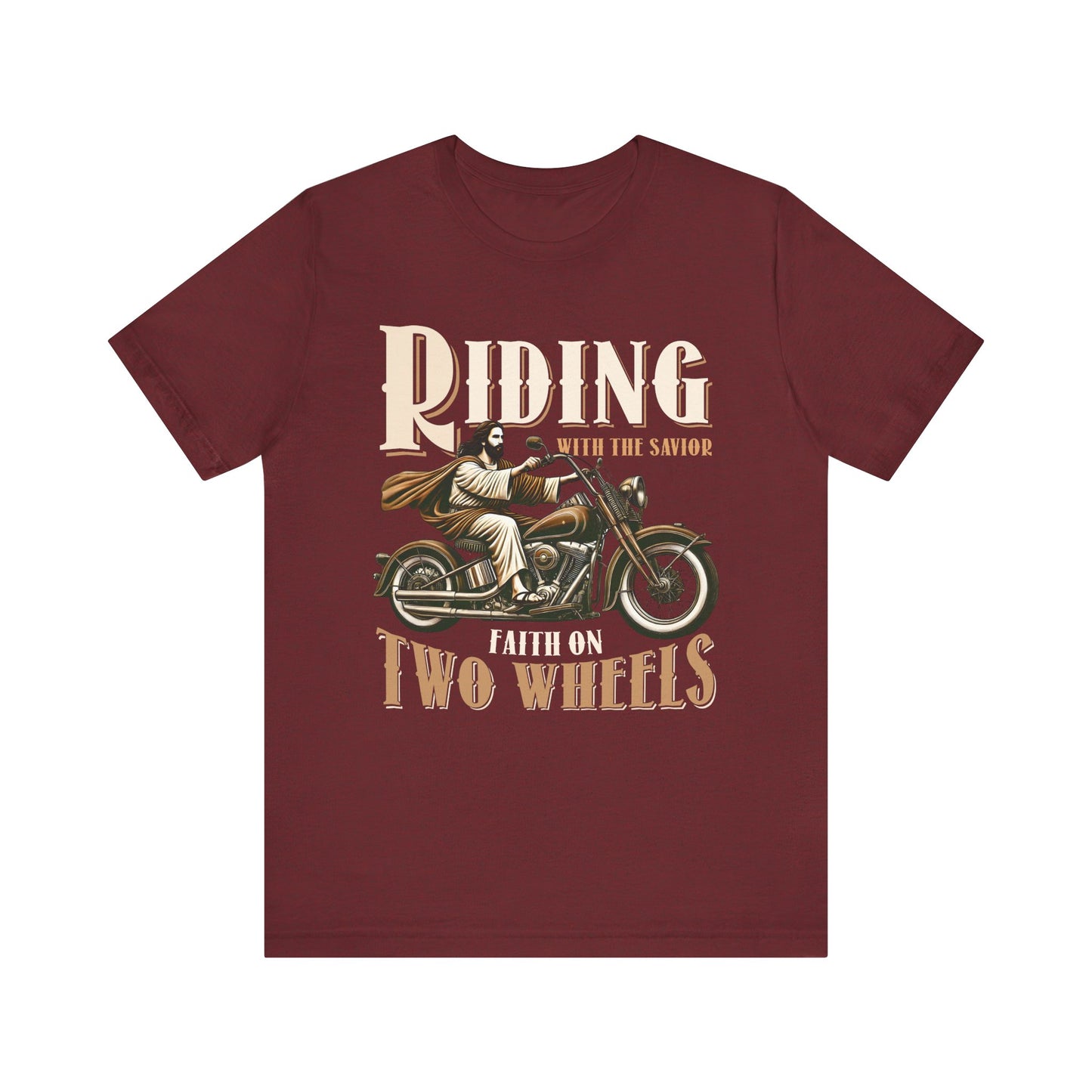 Riding With the Savior Shirt – Christian Biker Motorcycle Faith Graphic Tee