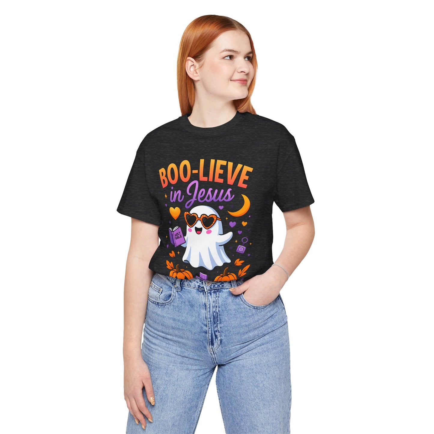 Boo-lieve in Jesus Shirt – Pastel Ghost Funny Christian Halloween Faith Tee
