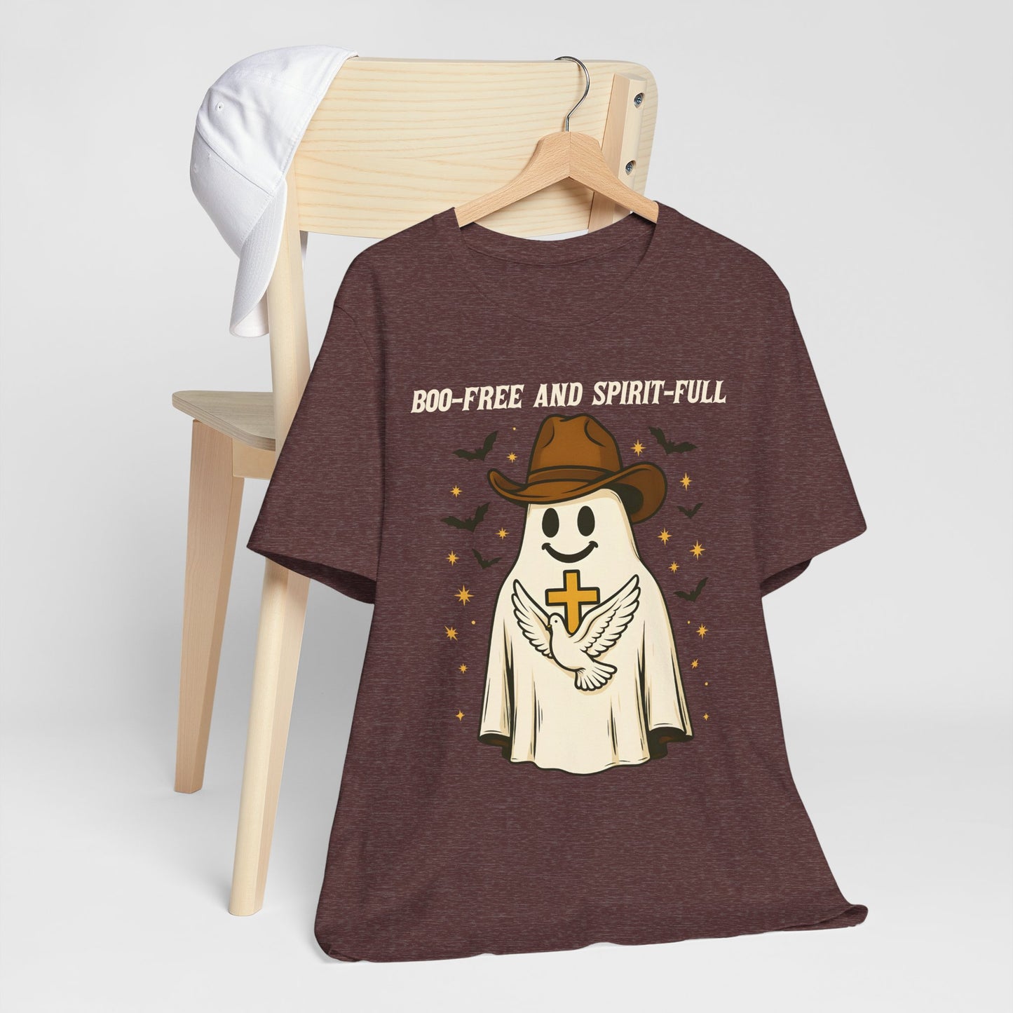 Boo Free and Spirit Full Shirt – Christian Ghost Cowboy Halloween Faith Tee