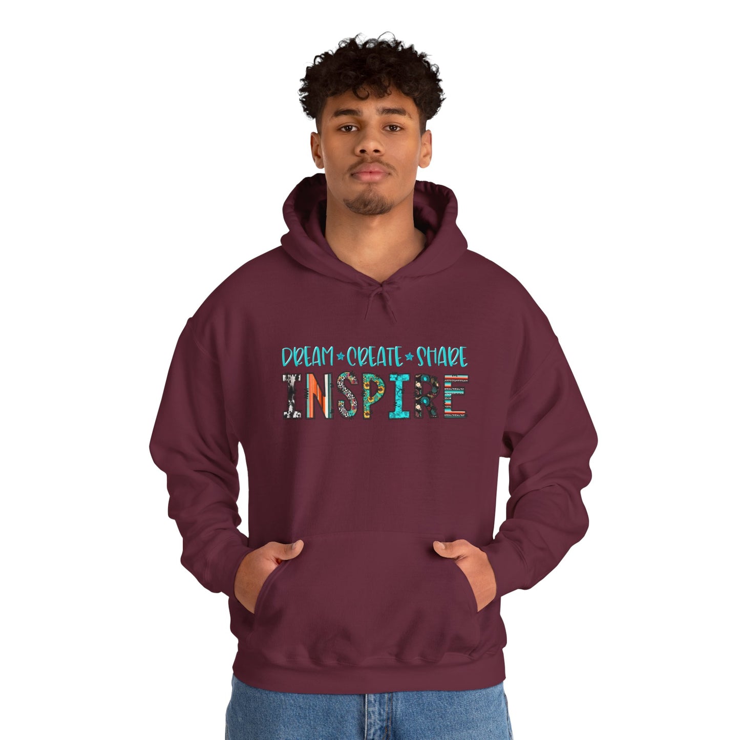 Dream Create Share Inspire Hoodie – Motivational Teacher Western Pullover