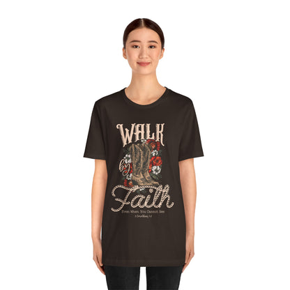 Walk by Faith Shirt – 2 Corinthians 5:7 Christian Jesus Bible Verse Tee