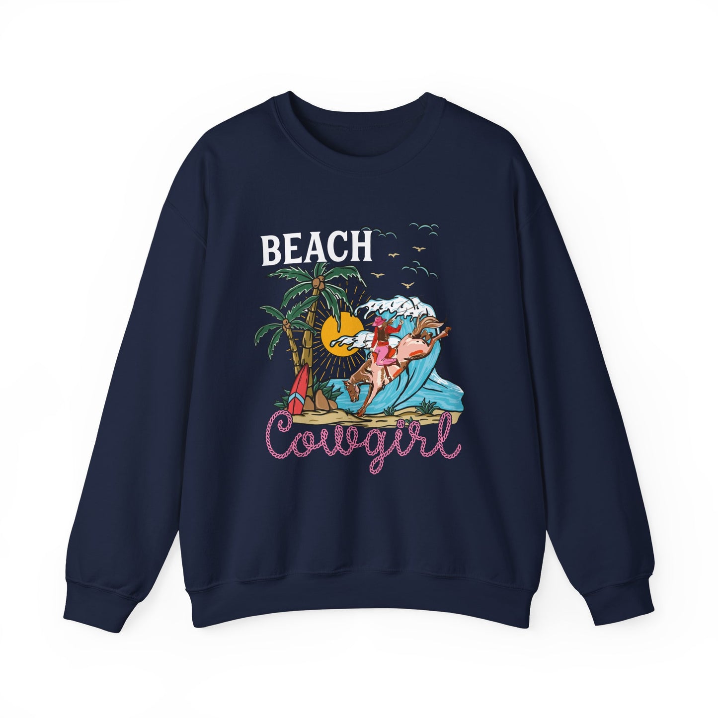 Beach Cowgirl Sweatshirt – Tropical Palm Tree Western Rodeo Texas Pullover