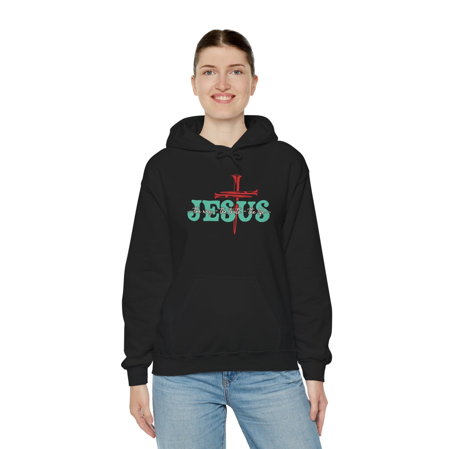 The Way Truth Life Christ Jesus Cross Nails Christian Bible Hoodie