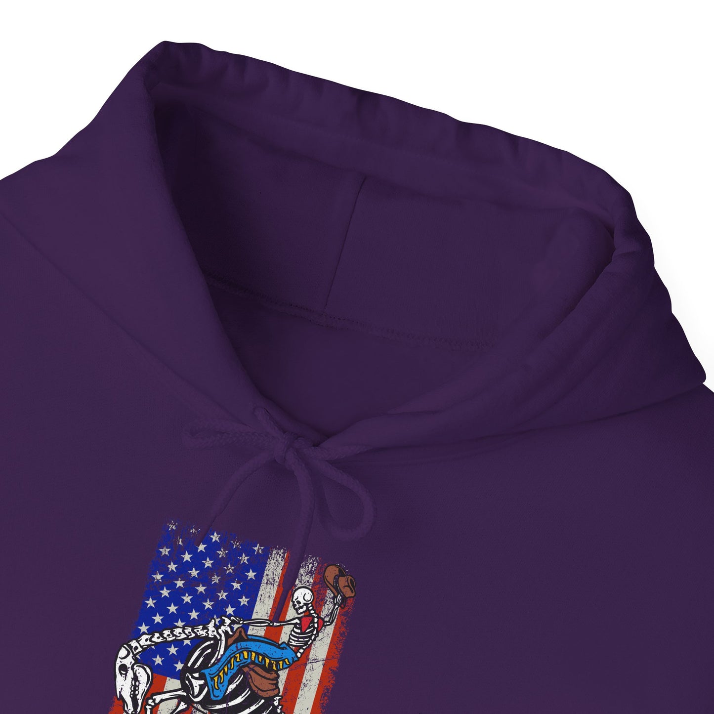 US Flag Skeleton Cowboy Hoodie – Western Horse Riding Rodeo Pullover