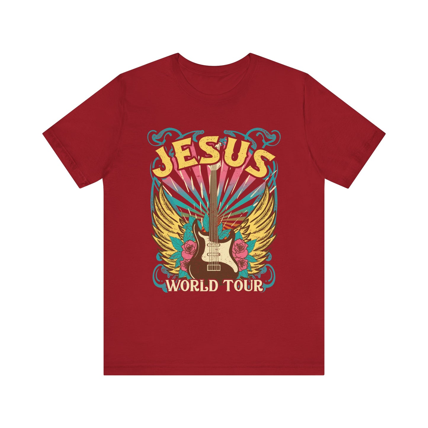 Jesus World Tour Shirt – Retro 70s 80s Rock Concert Guitar Christian Tee