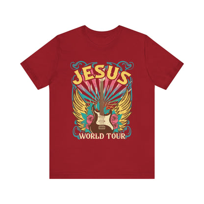 Jesus World Tour Shirt – Retro 70s 80s Rock Concert Guitar Christian Tee