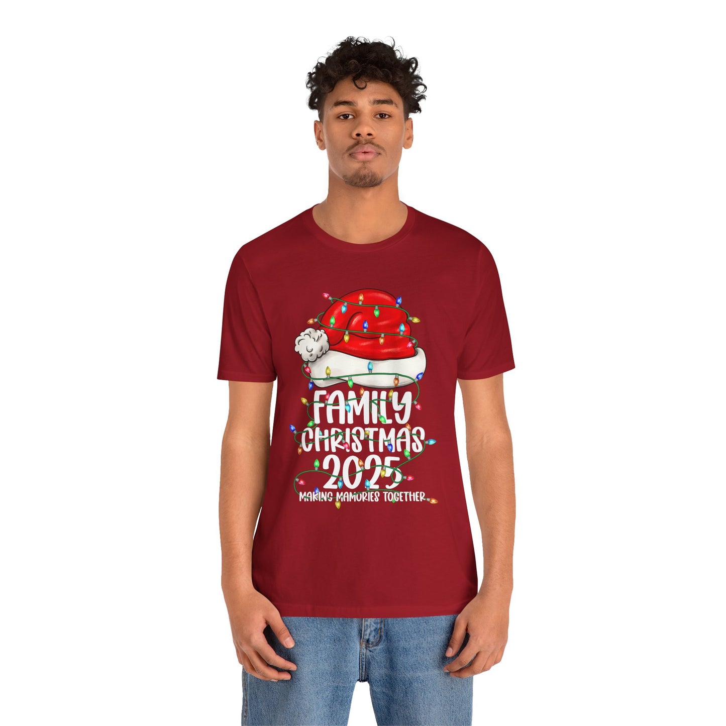 Family Christmas 2025 Shirt – Santa Hat & String Lights Matching Holiday Tee