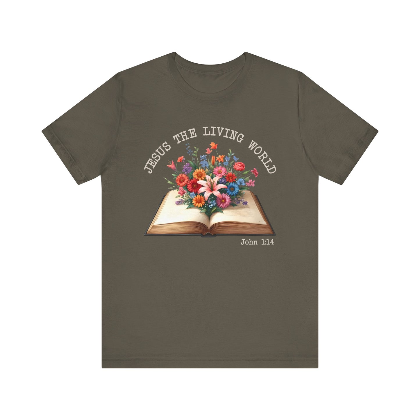 Jesus the Living Word Shirt – Christian Flower Bible Verse Book Lover Tee