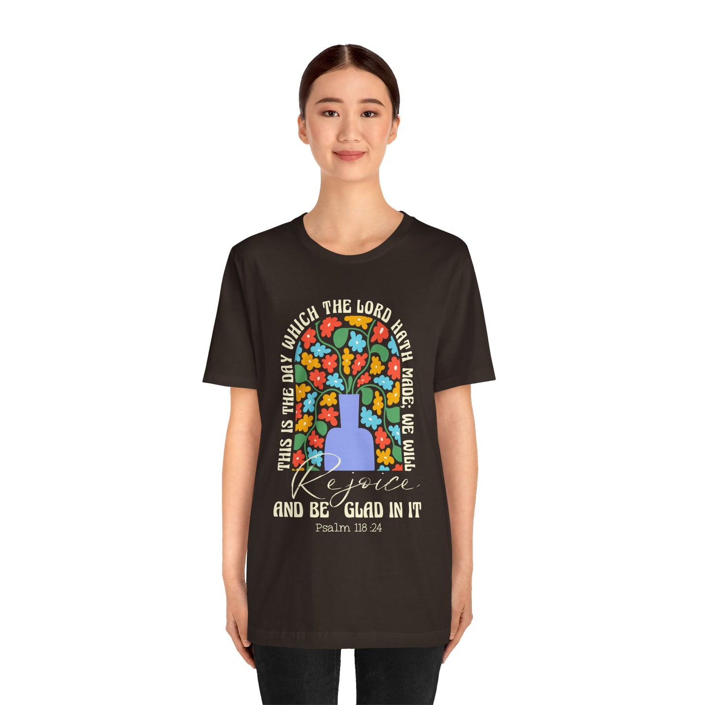 Rejoice and Be Glad In It Shirt – Boho Floral Christian Psalm 118:24 Faith Tee