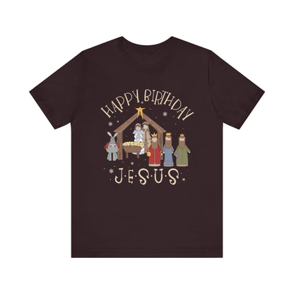 Nativity Happy Birthday Jesus Shirt – Christian Faith-Filled Christmas Tee