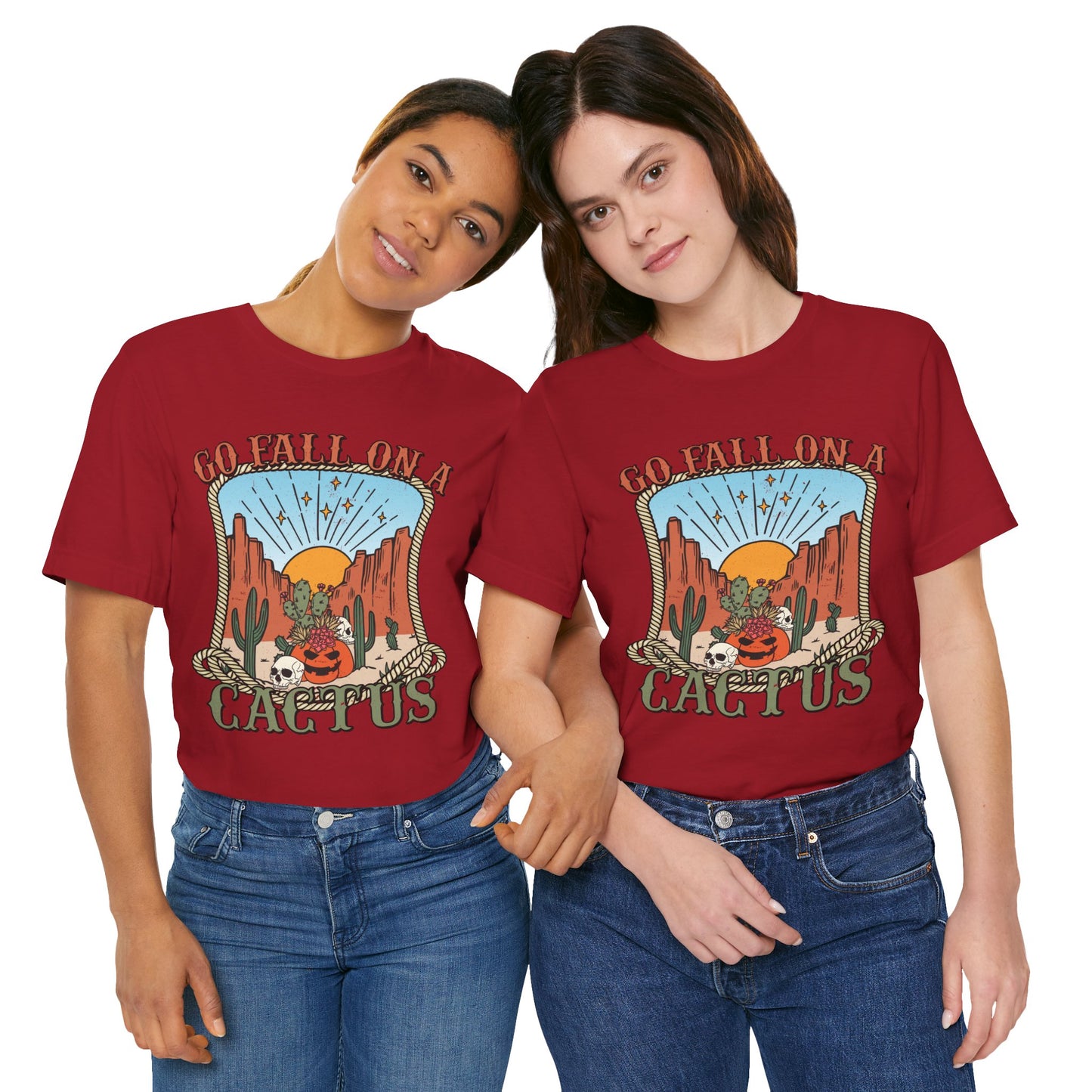Go Fall On A Cactus Shirt Funny Western Pumpkin Halloween Howdy Tee