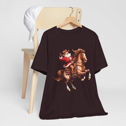 Cowboy Santa on Bucking Horse Shirt – Funny Western Rodeo Christmas Tee
