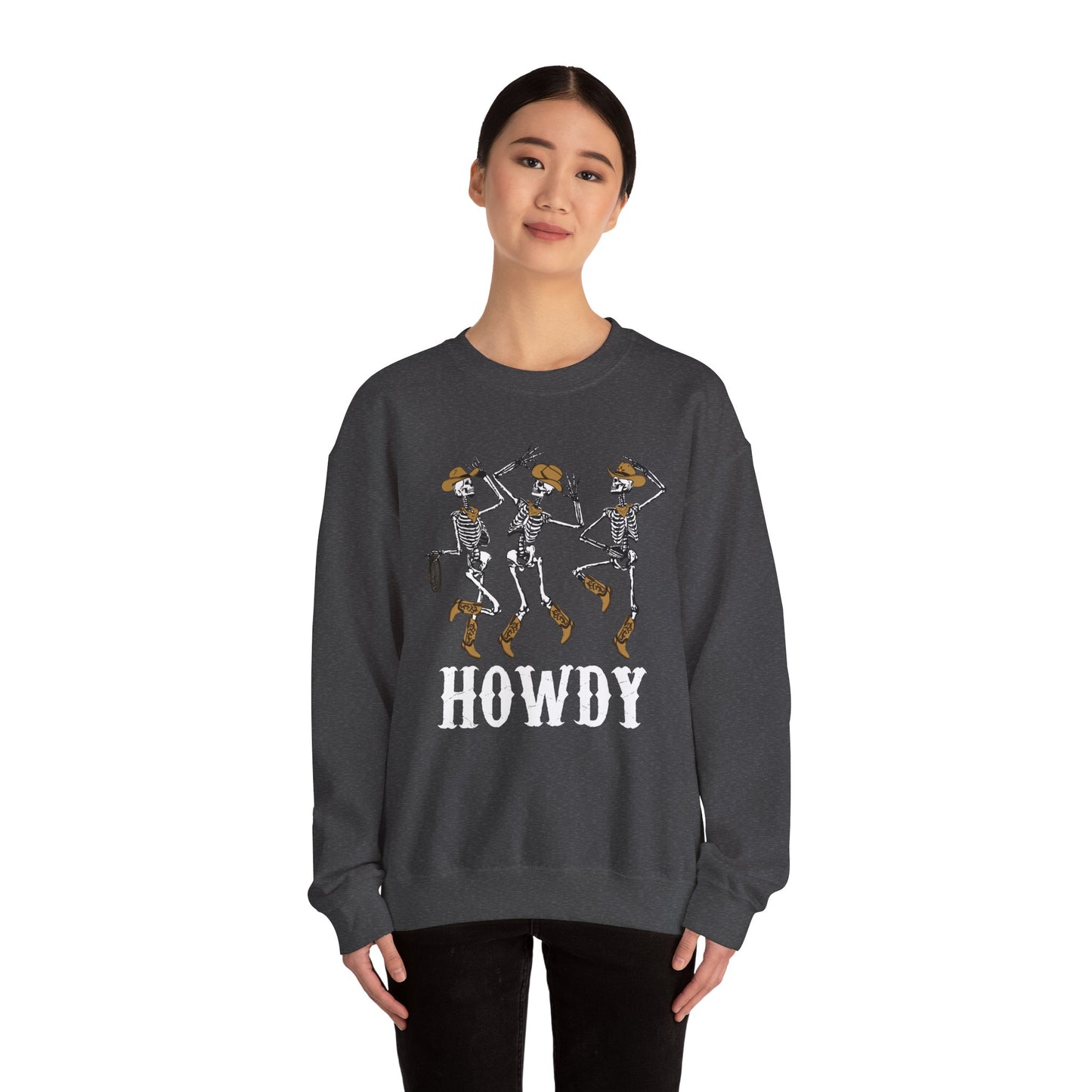 Howdy Cowboy Skeleton Sweatshirt – Western Dancing Boots Horse Pullover
