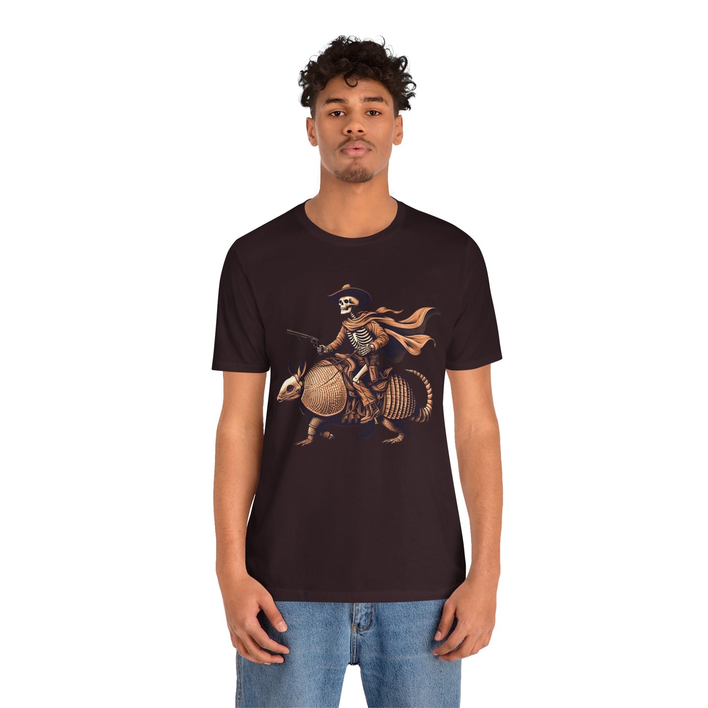 Cowboy Skeleton Riding Armadillo Shirt – Howdy Western Texas Rodeo Tee
