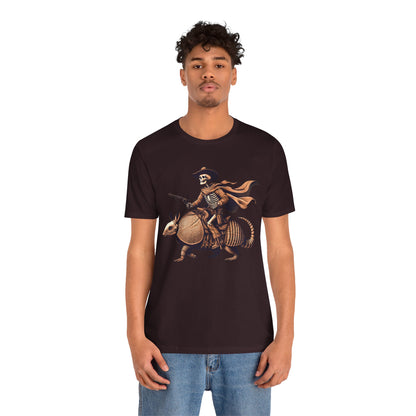 Cowboy Skeleton Riding Armadillo Shirt – Howdy Western Texas Rodeo Tee
