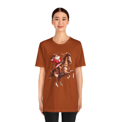 Cowboy Santa on Bucking Horse Shirt – Funny Western Rodeo Christmas Tee