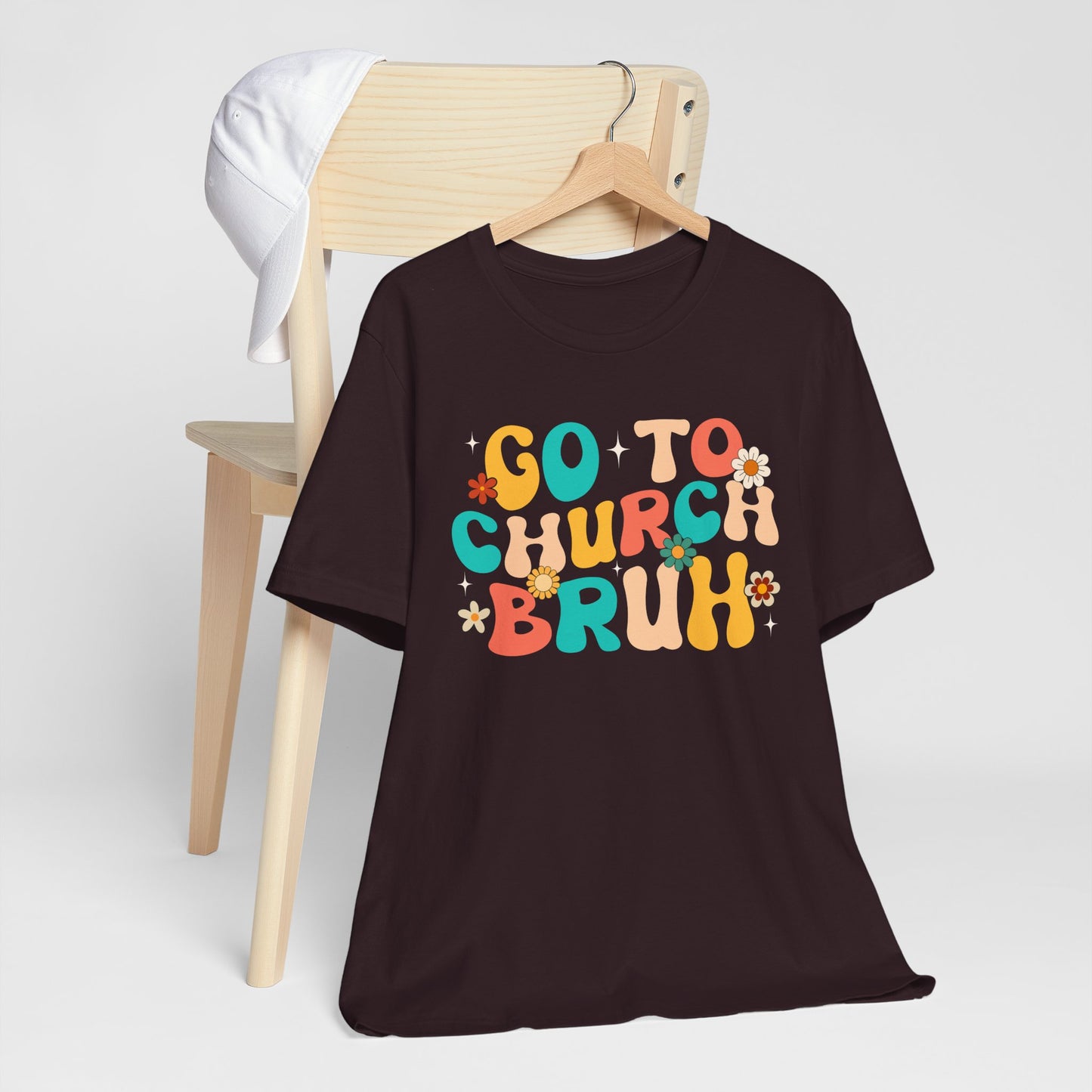 Go to Church Bruh Shirt – Funny Retro Groovy Christian Hippie Flower Faith Tee
