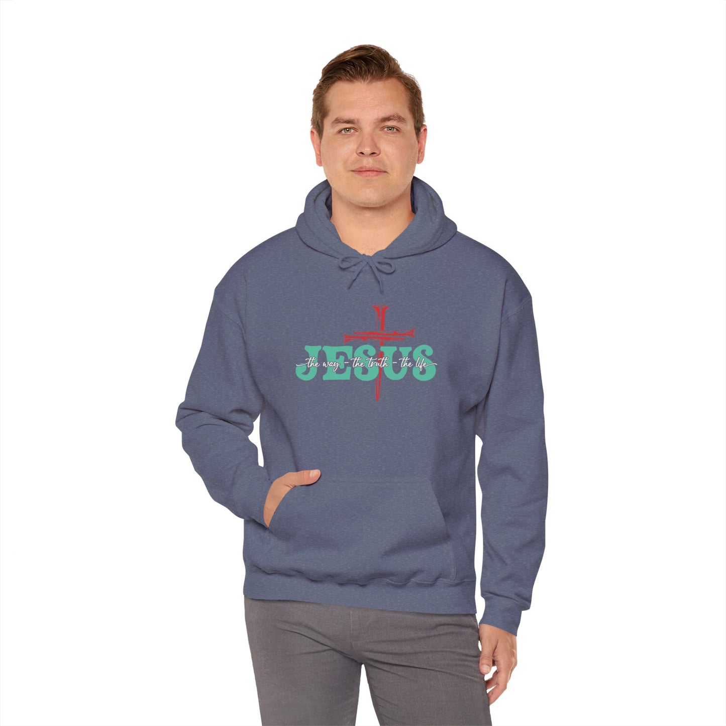 The Way Truth Life Christ Jesus Cross Nails Christian Bible Hoodie